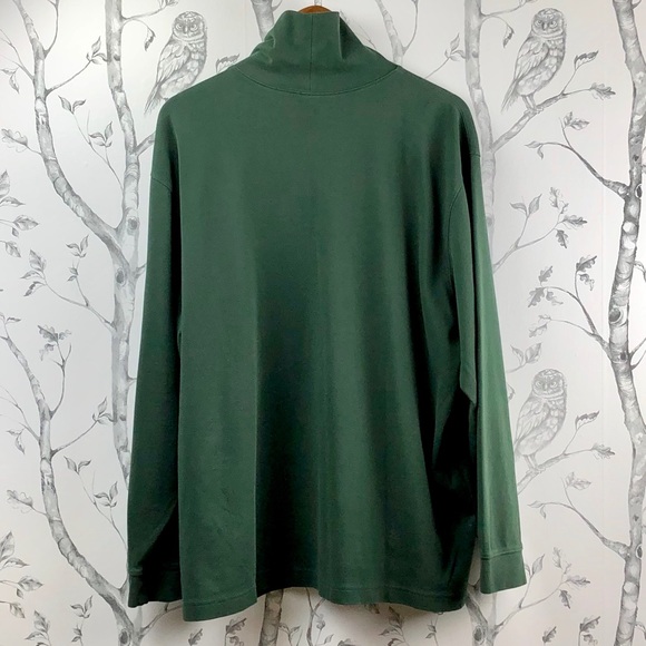 L.L. Bean forest green oversized cotton turtleneck - Picture 6 of 8